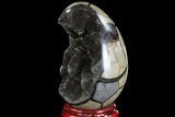 Septarian Dragon Egg Geode - Black Crystals #88527-1